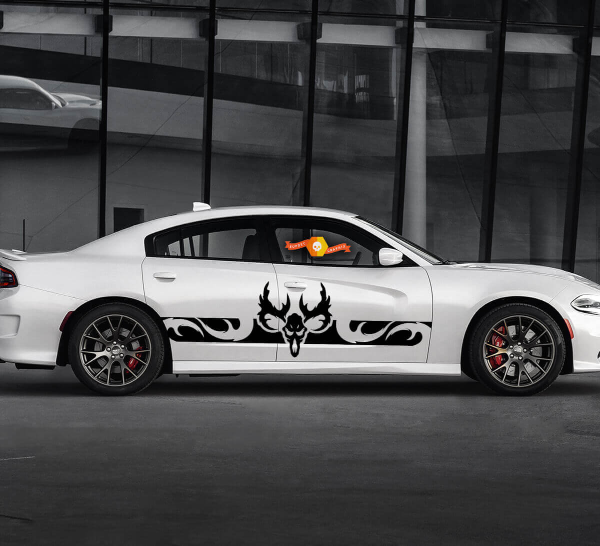 2 Side Dodge Charger Ram Skull Side Vinyl Decals Graphics Sticker
