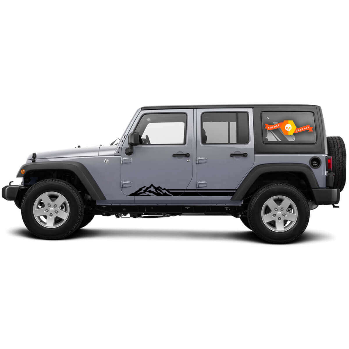 Mountain Rocker Panel Vinyl Decals for Jeep Wrangler CJ TJ JK JKU JL JLU