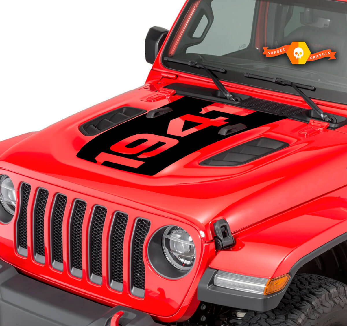 1941 Blackout Hood Vinyl Decal for Jeep Wrangler JL/JT Rubicon