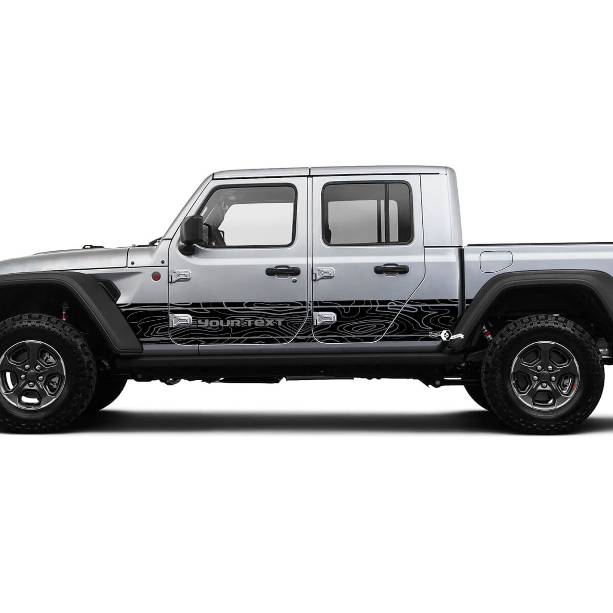Jeep Gladiator Side Side Door unique Decal Contour Map Vinyl decal sticker Graphics kit for JT 2018-2021 Custom Text
