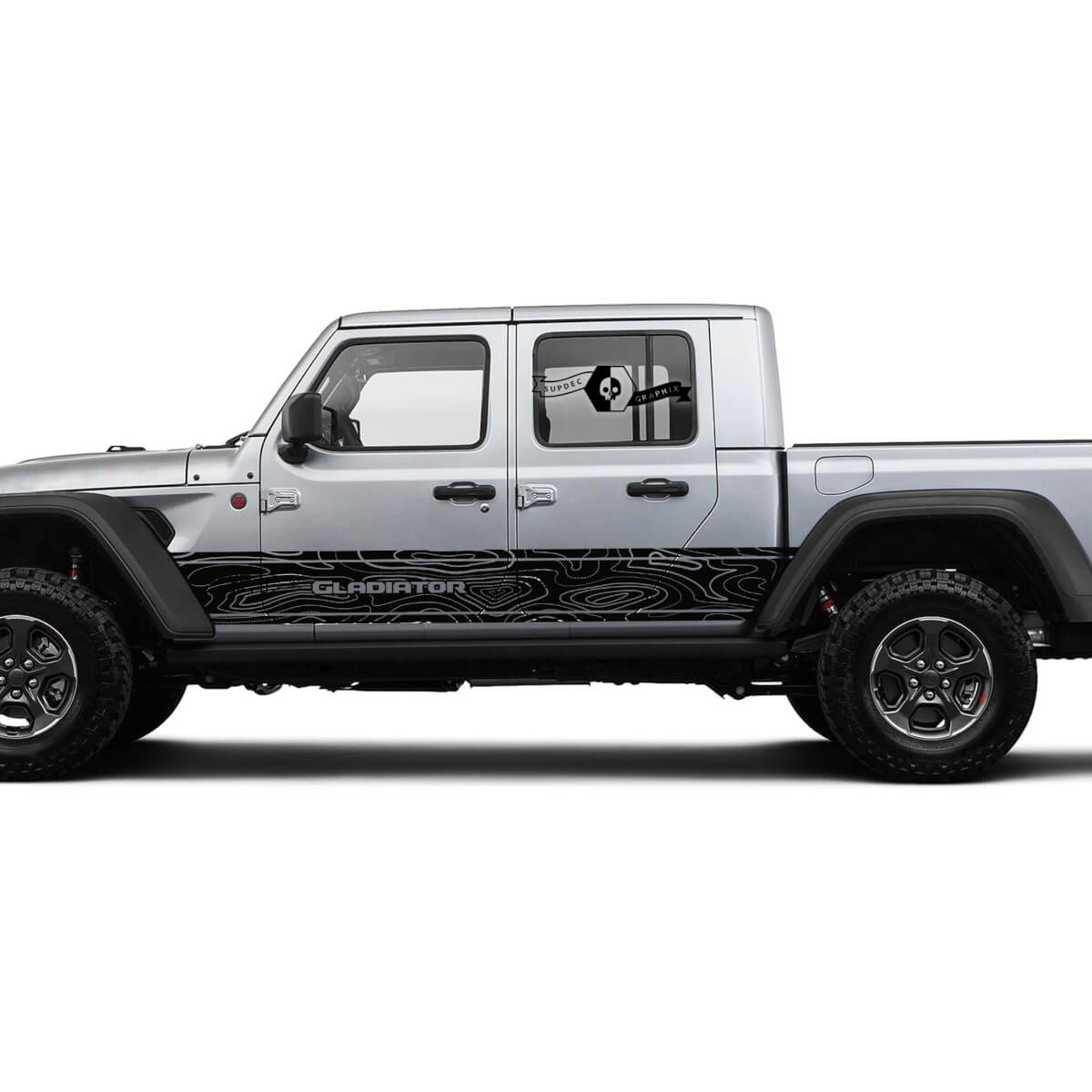 Jeep Gladiator Side Side Door unique Decal Contour Map Vinyl decal sticker Graphics kit for JT 2018-2021 Custom Text
