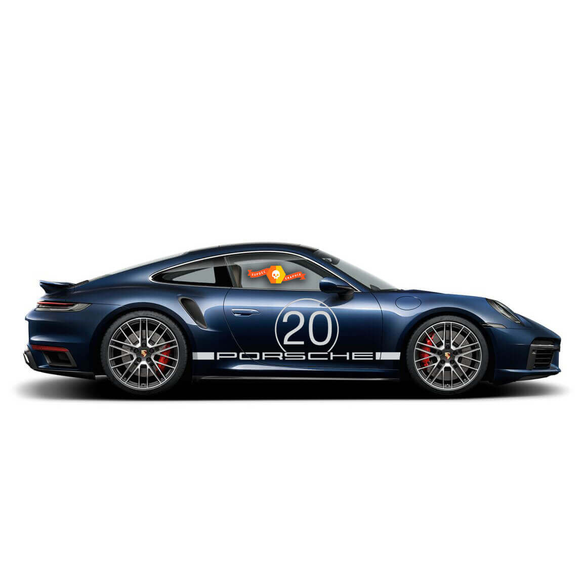 Racing Side Stripes with Door Number Vinyl Decals For Porsche 911 