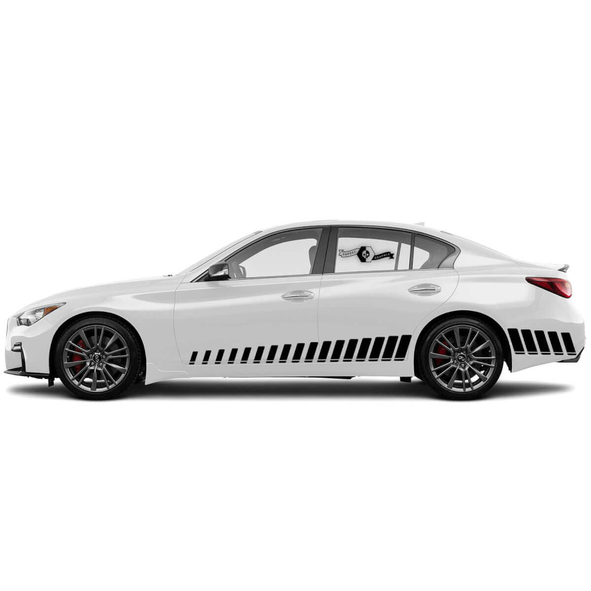 2 New Decal Rocker Panel Sticker vertical strobe Lines Modern Slim Stripe for INFINITI Q50 Q60
