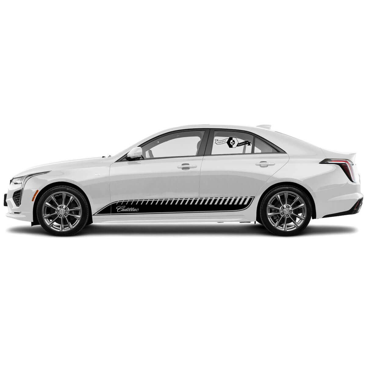 2 New Decal Sticker Stylish Doors Accent Trim Boundary Lines Pockmarked Wrap vinyl Decal for Cadillac CT4
