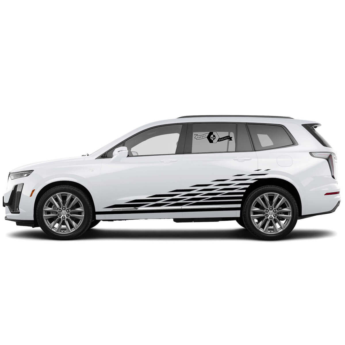 2 New Decal Sticker Stylish Rocker Panel Doors Checkered Flag Wrap vinyl Decal for Cadillac XT6
