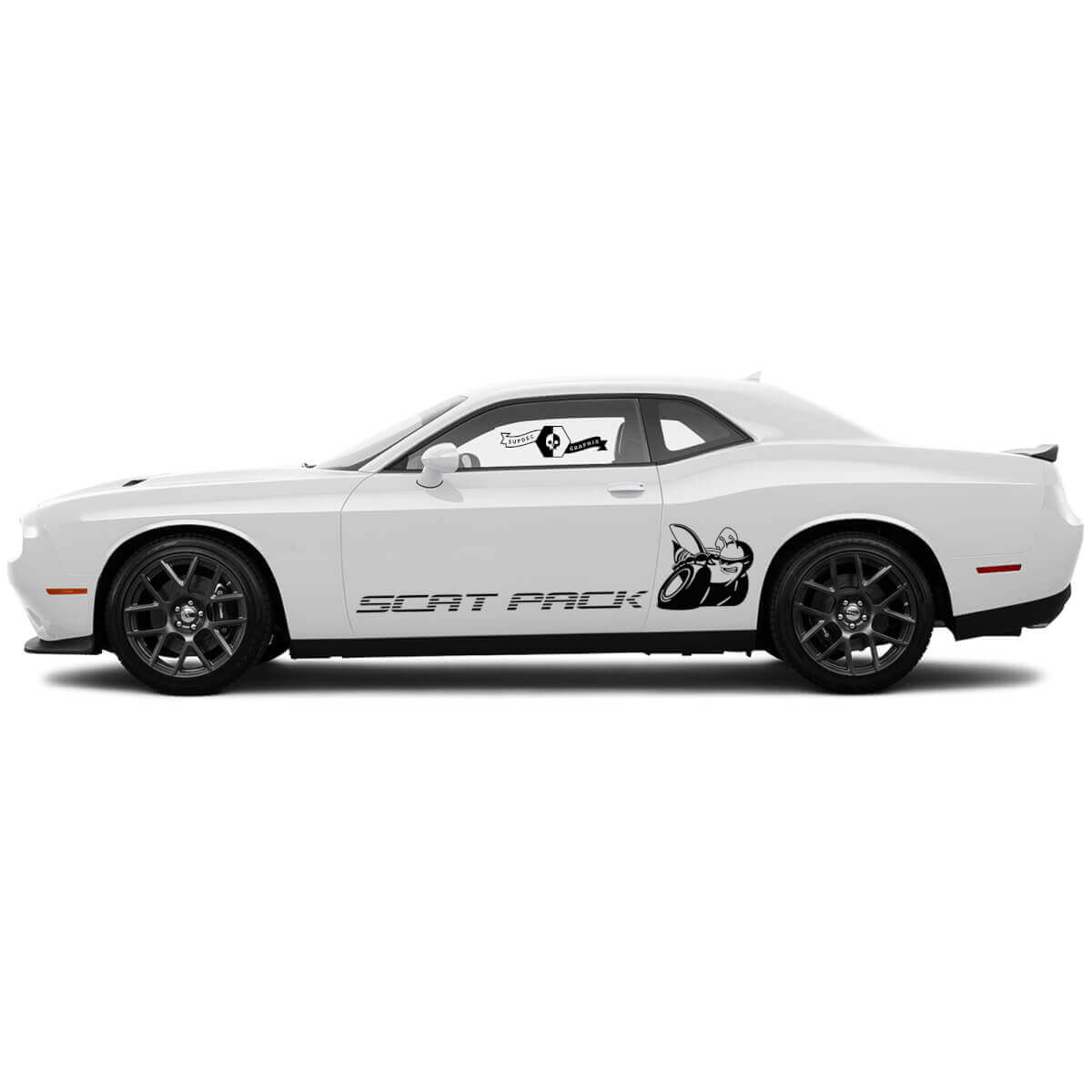 2 Side Dodge Challenger Scat Pack in Line Classic Side Vinyl Decals Graphics Sticker
