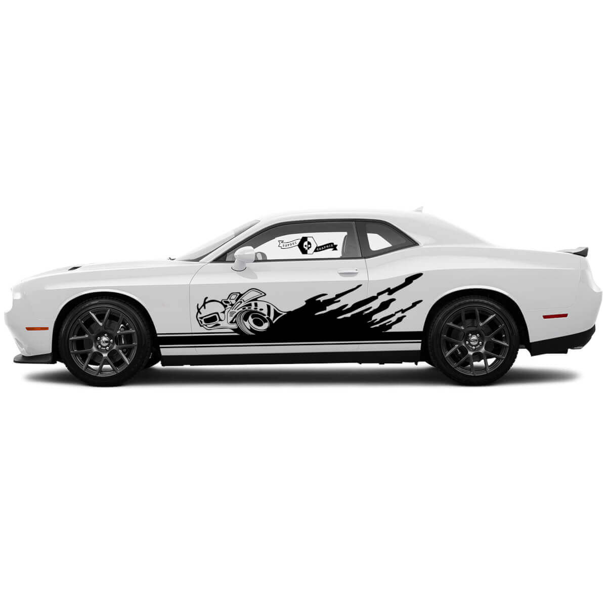 2 Side Dodge Challenger Super Bee Rocker Panel Side Classic Stripe Solid Side Vinyl Decals Graphics Sticker
