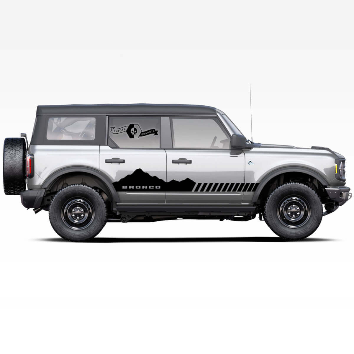 Pair of Bronco Mountains Badlands 4-door Side Stripe Decals Stickers for Ford Bronco 2021
