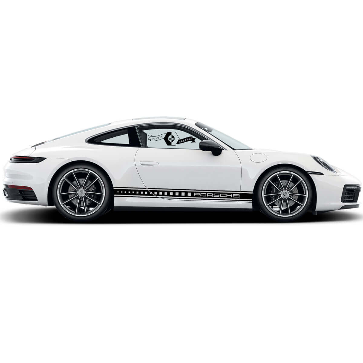 2 Porsche 911 Porsche Carrera Rocker Panel square Side Stripes Doors Kit Decal Sticker
