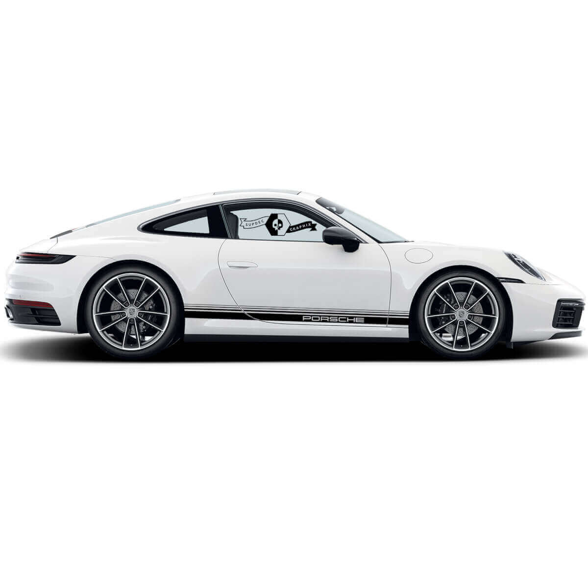 Porsche Lettering Side Stripes Vinyl Decal Set for Porsche 911 Carrera