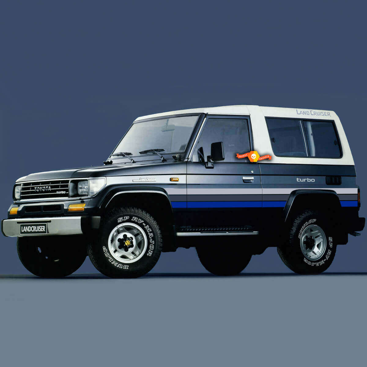 Retro Style Side Stripes Vinyl Decal Kit for Toyota Land Cruiser LJ73 1994 