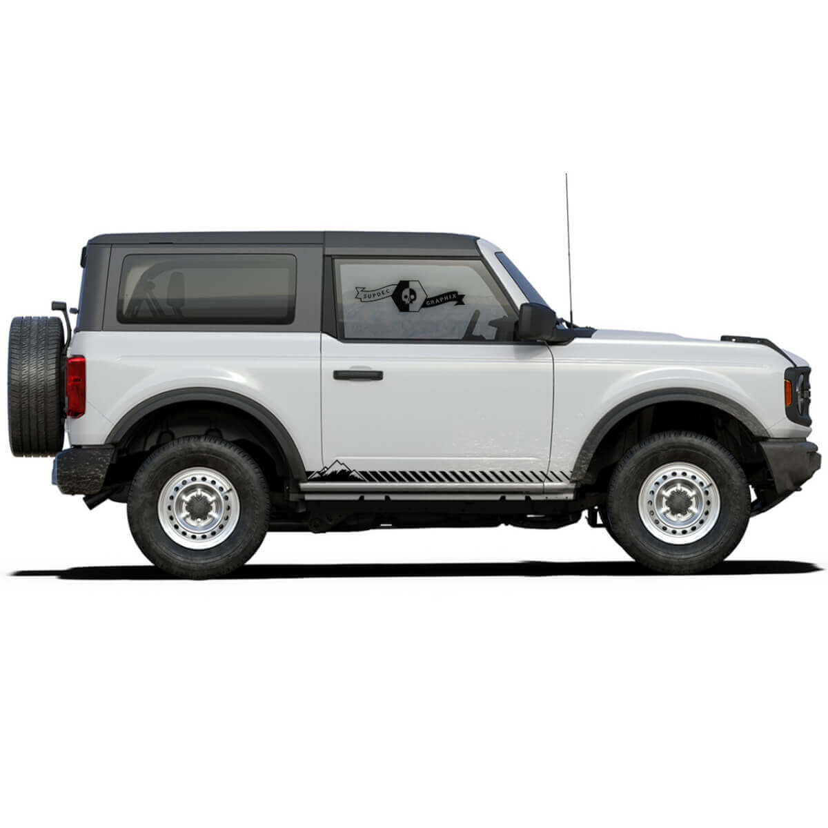 2 Bronco Side Stripe Snow-Capped Mountains Rocker Panel Decals Stickers for Ford Bronco 2021

