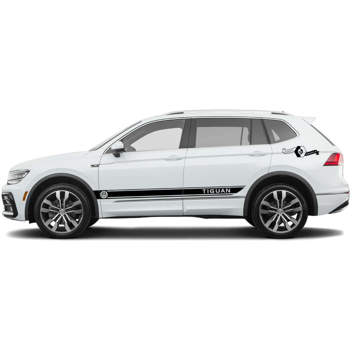Volkswagen TIGUAN 2x Side doors decal Graphics vinyl Stickers Wide Band
