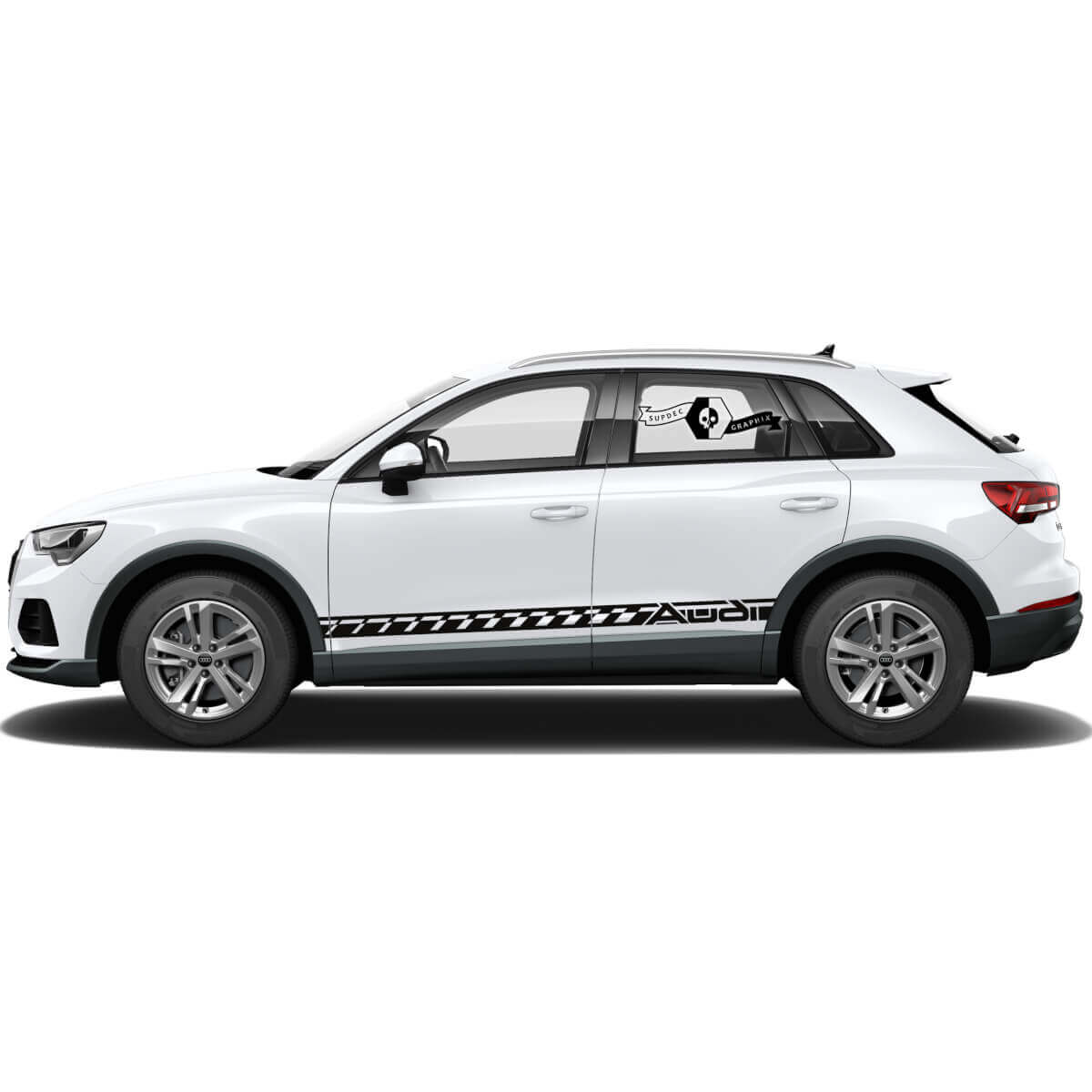 Pair Audi Q3 Stickers Door Side For Rocker Panel Rally 2021 Vinyl Decal Sticker

