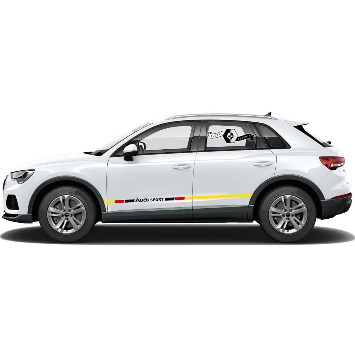 Pair Audi Q3 Stickers Door Side For Rocker Panel Germany Flag New 2021 Vinyl Decal Sticker
