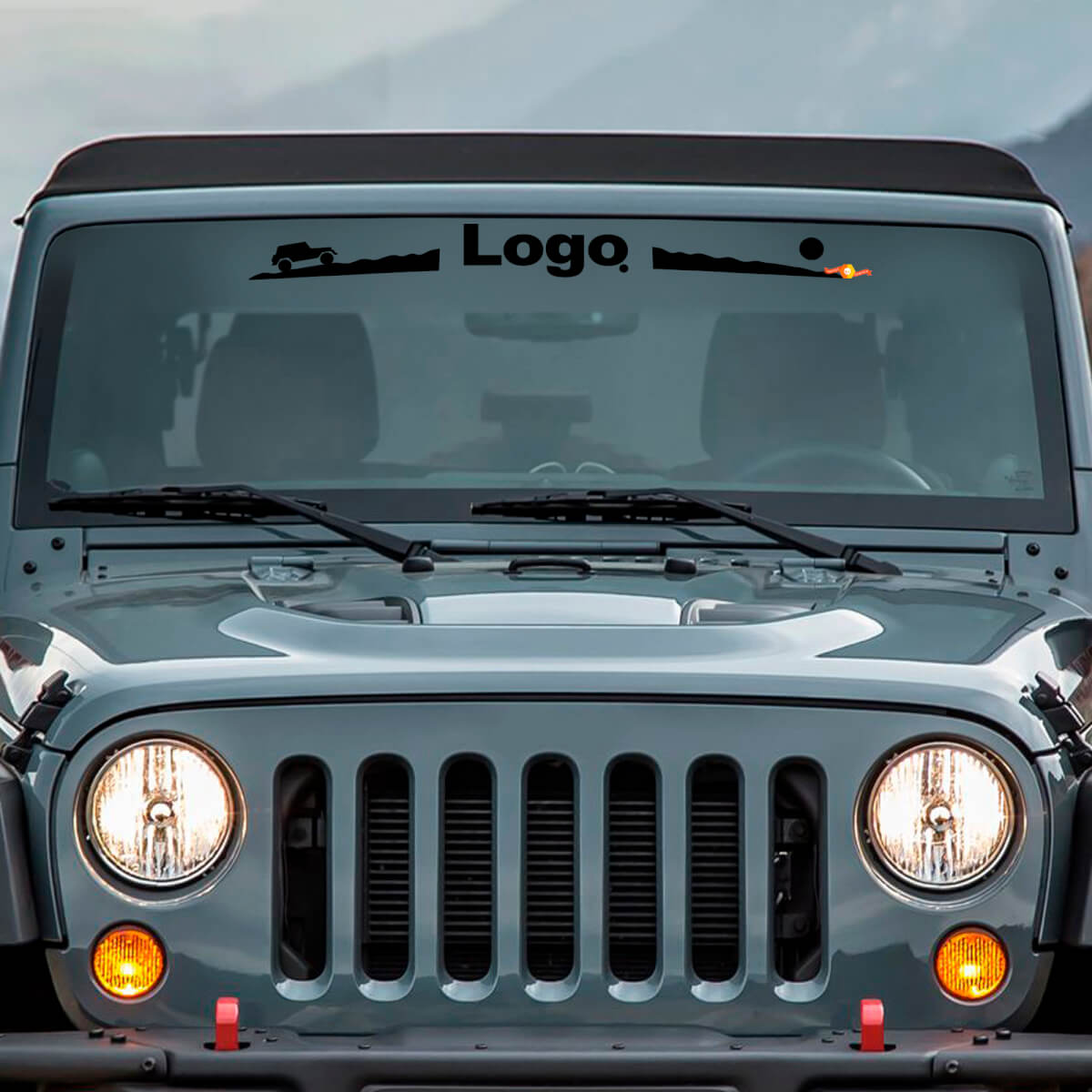 Mountain Style Logo Windshield Vinyl Decal for Jeep Wrangler Rubicon