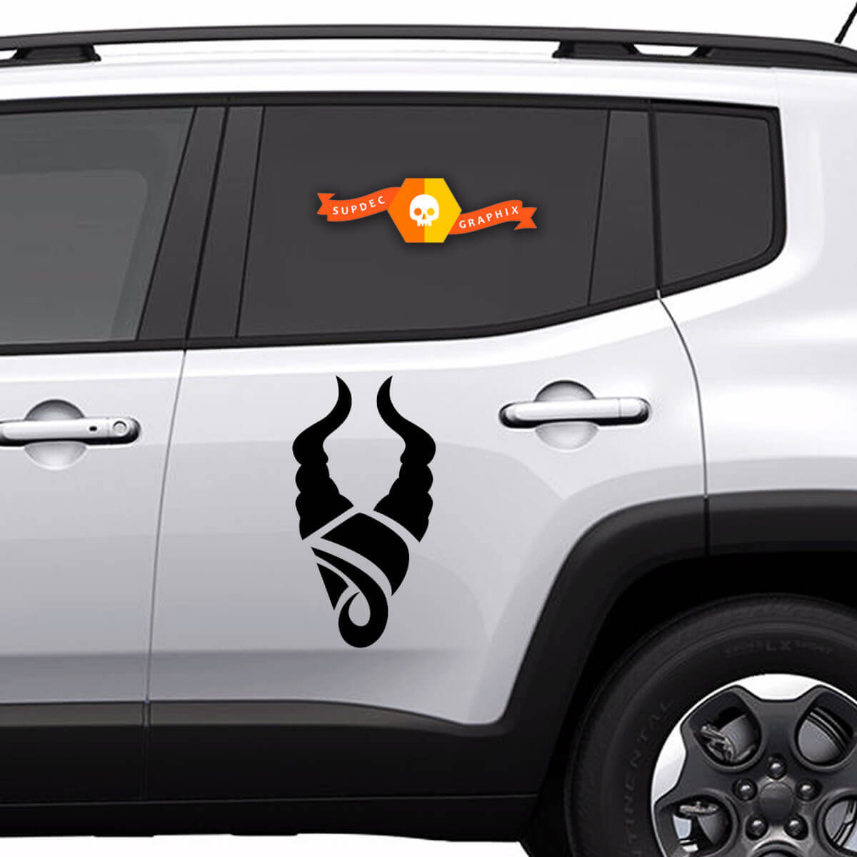 Pair Vinyl Decals side Graphic Stickers Jeep Renegade Silhouette Capricorn New 2022
