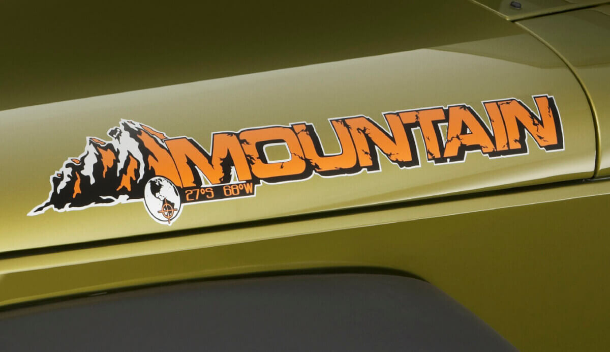 2 Jeep Mountain Rubicon JK Hood Colors Sticker Decal#2
