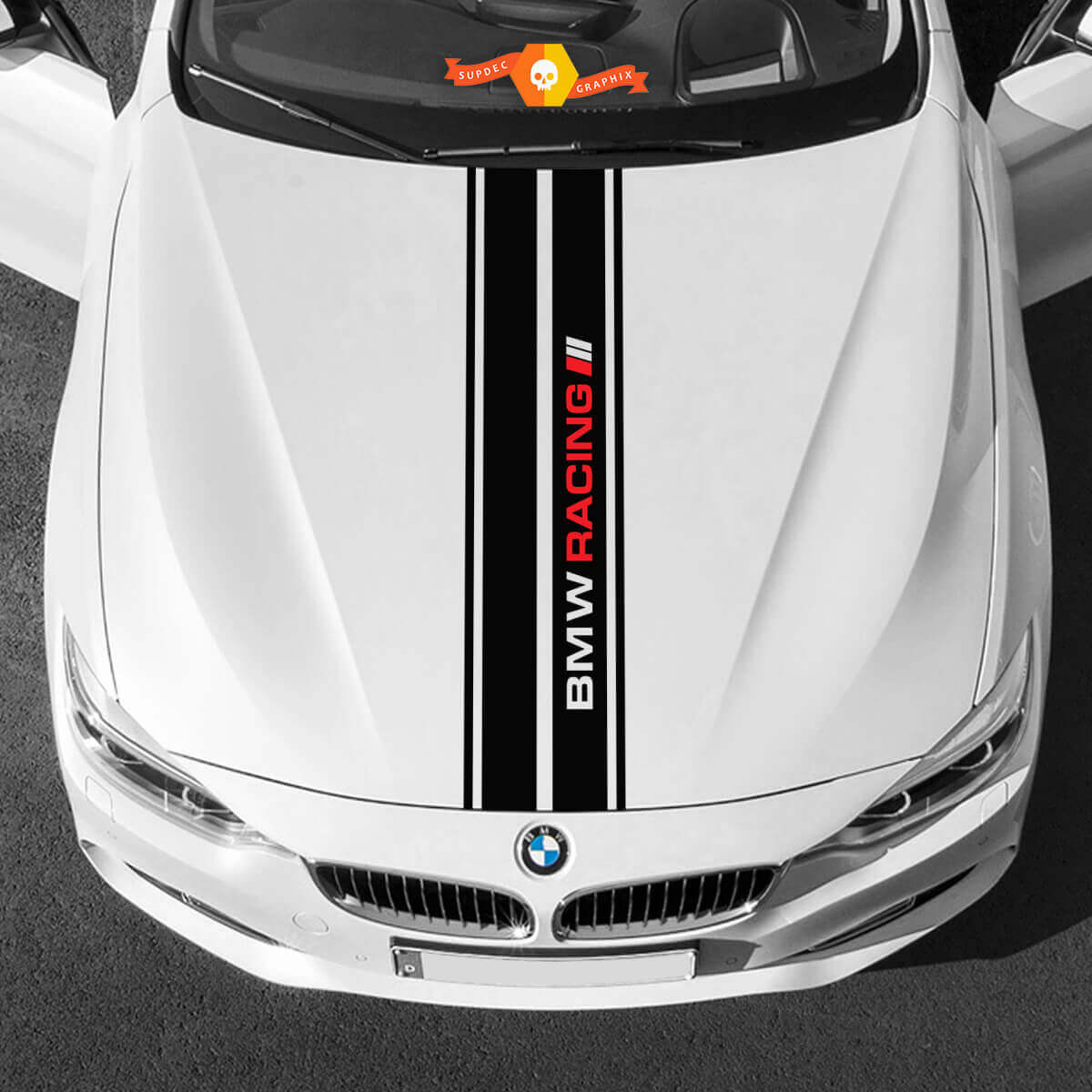 Vinyl Decals Graphic Stickers for BMW hood in the middle BMW racing palette 2022
