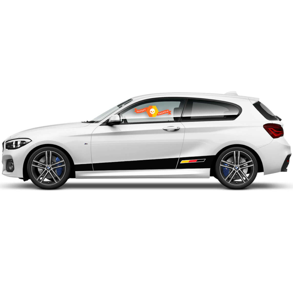 Pair Vinyl Decals Graphic Stickers side for BMW 1 Series 2015 Rocker panel palette on the strip
