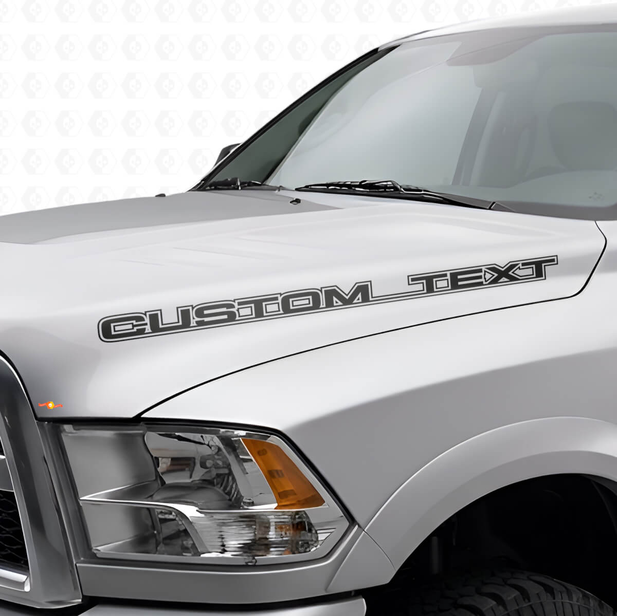 Custom Outline Lettering Hood Vinyl Decal Set for Dodge Ram Power Wagon