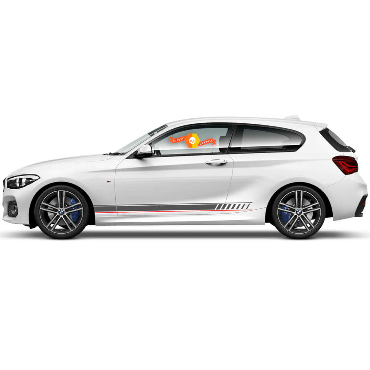 2x Vinyl Decals Graphic Stickers side bmw 1 series 2015 rocker panel Racing style gray
