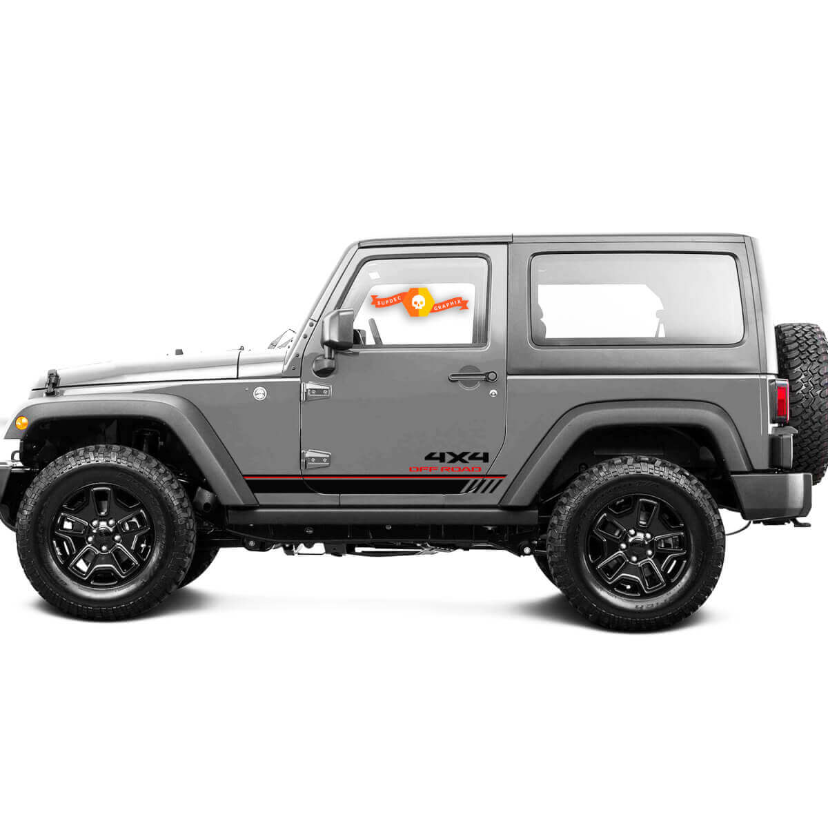 2 New JEEP Decal Sticker Two Colors Army Star Rocker Panel 4x4 off-road Red-line graphics decals Wrangler
