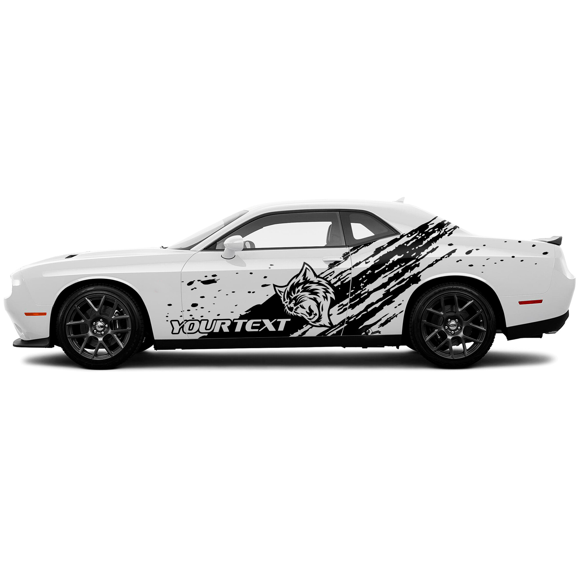 Hellcat Custom Text Scratches Door Side Vinyl Decal Sticker for Dodge Challenger