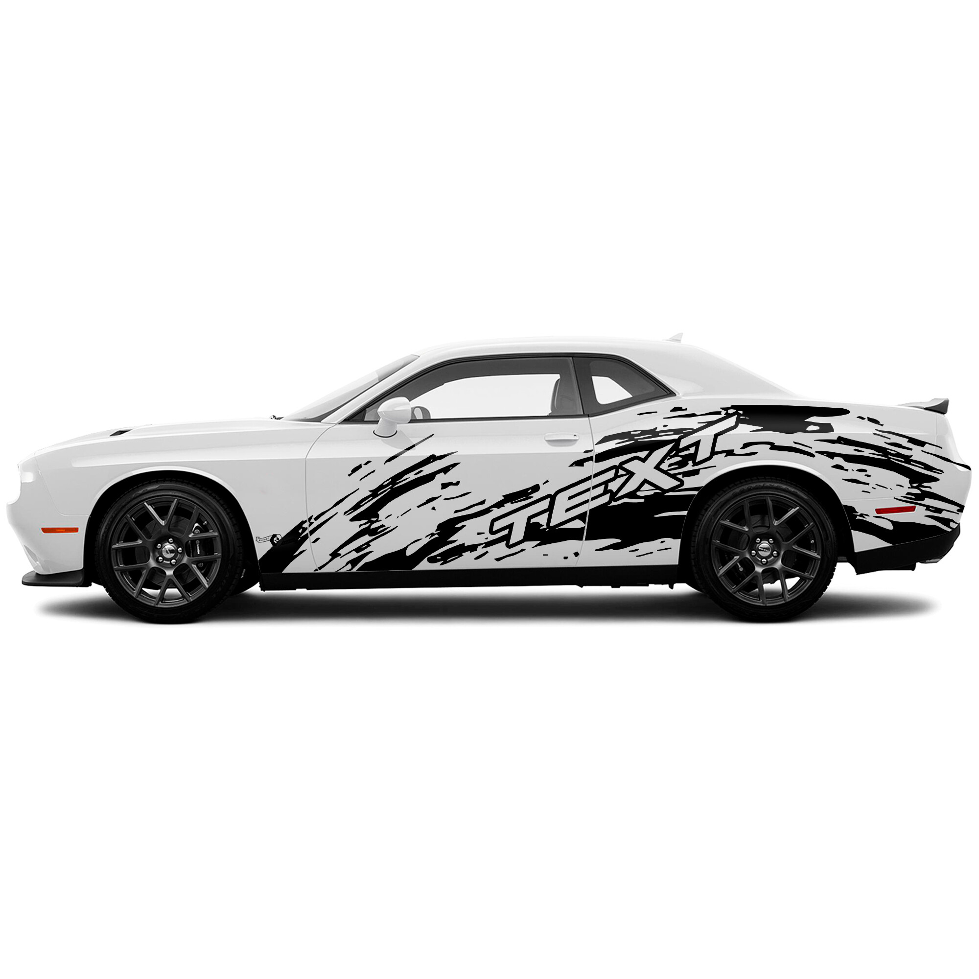Custom Text Mud Splash Style Side Vinyl Decal Sticker for Dodge Challenger