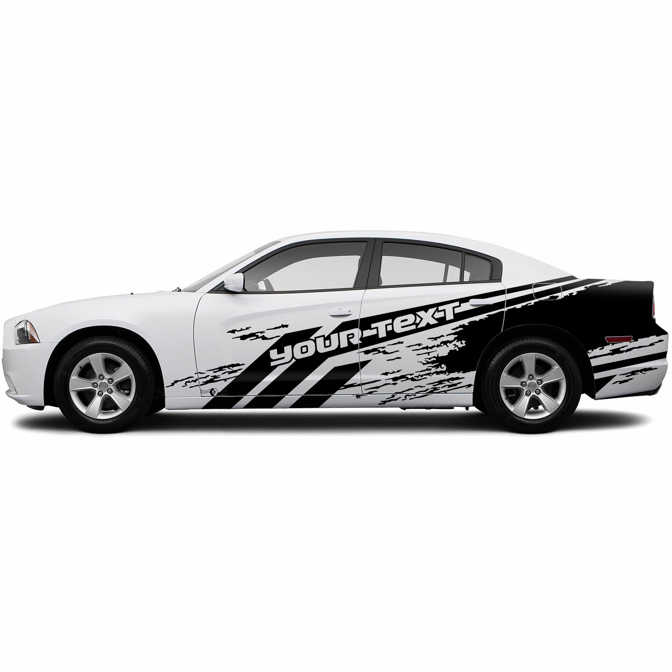 Custom Text Destroyed Style Side Vinyl Decal Sticker for Dodge Charger