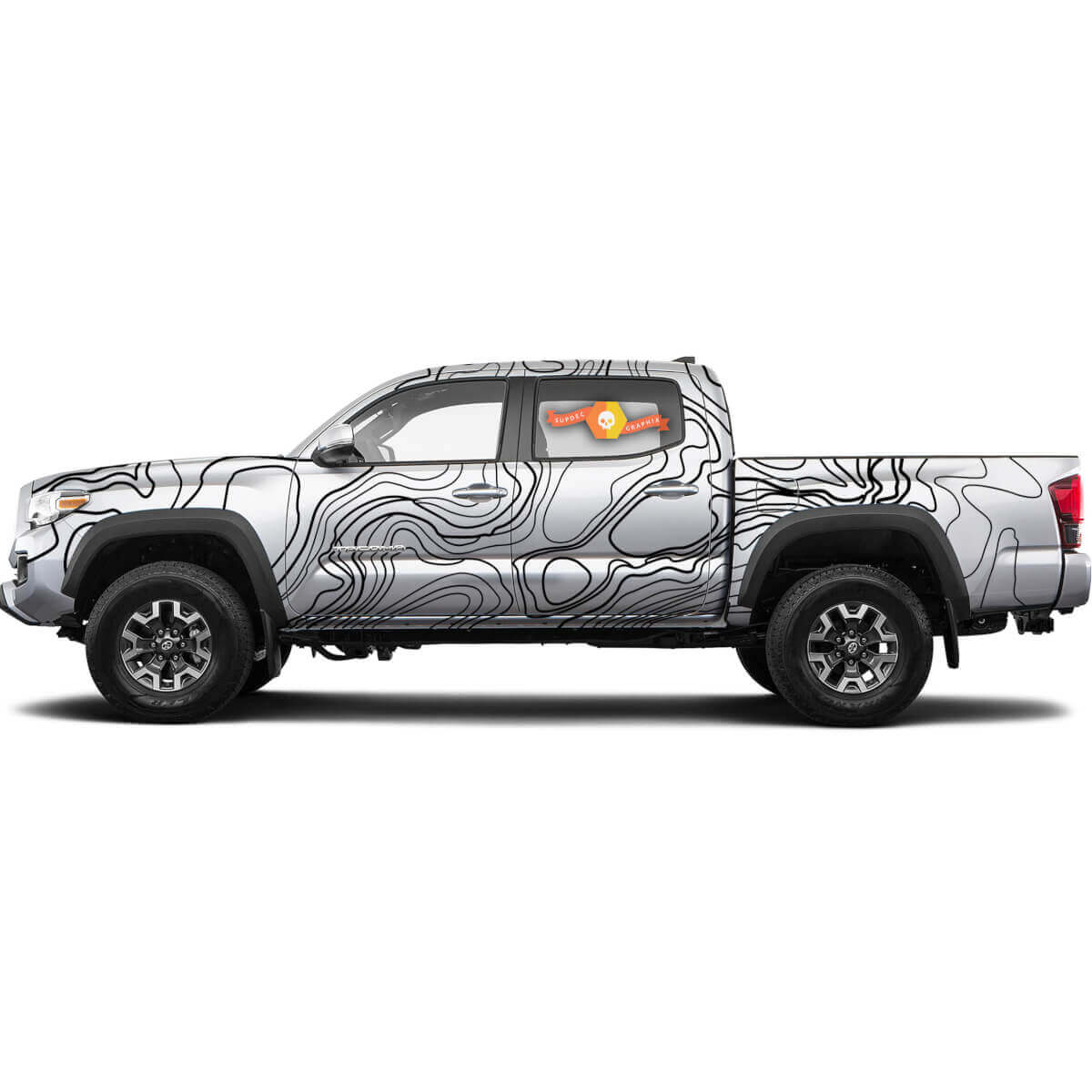 Topographic Map Graphic Full Body Vinyl Decal Sticker For Toyota Tacoma