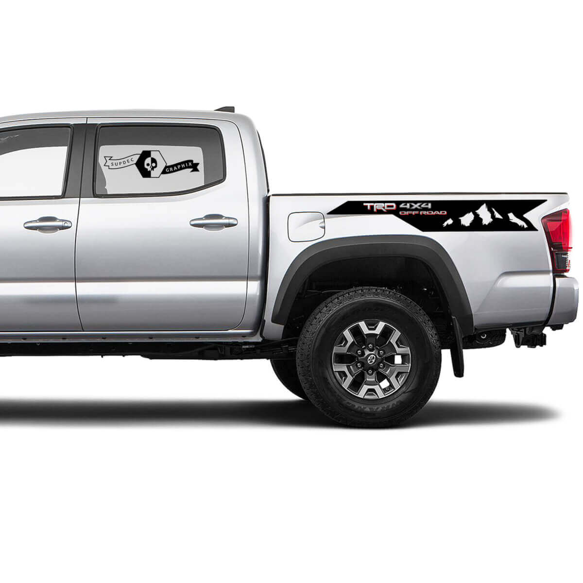 2 Tacoma 2 Colours Side Bed Mountains TRD 4x4 Off-Road Vinyl Stickers Decal Kit for Toyota Tacoma
