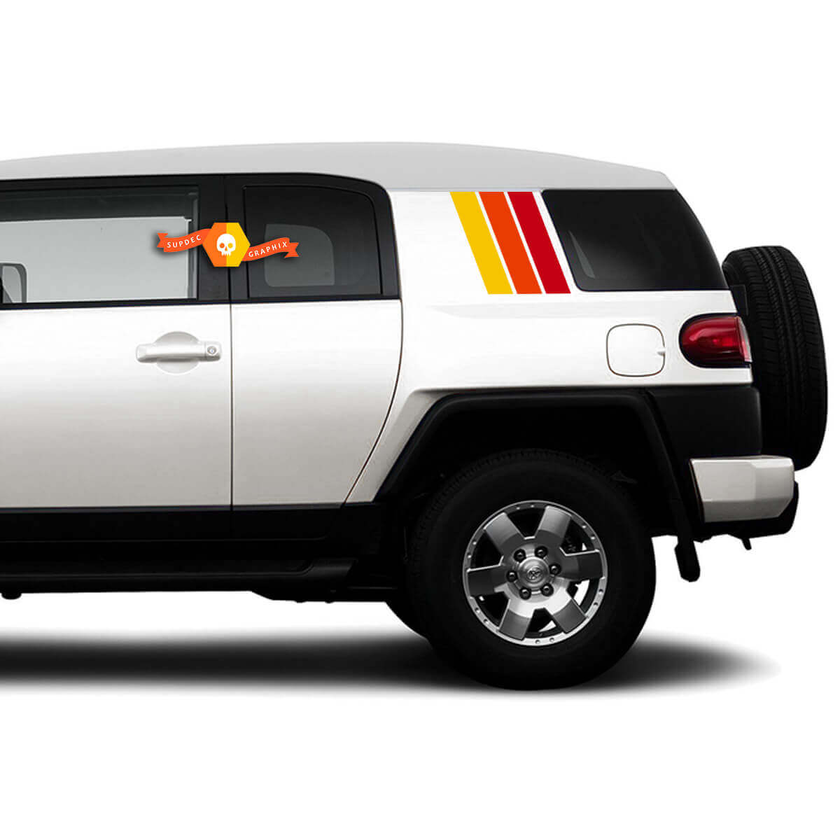 Pair of Three Colours Old School Toyota FJ Cruiser Stripes Side Vinyl Decals Stickers for Toyota FJ Cruiser -- Three Exterior Colours
