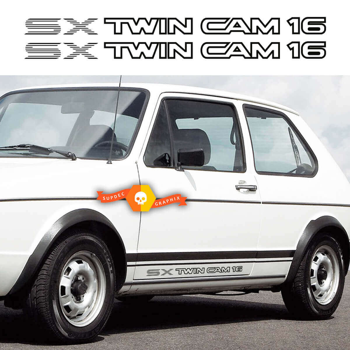 SX Twin Cam 16 Side Vinyl Decals Pair for Toyota Corolla AE93 
