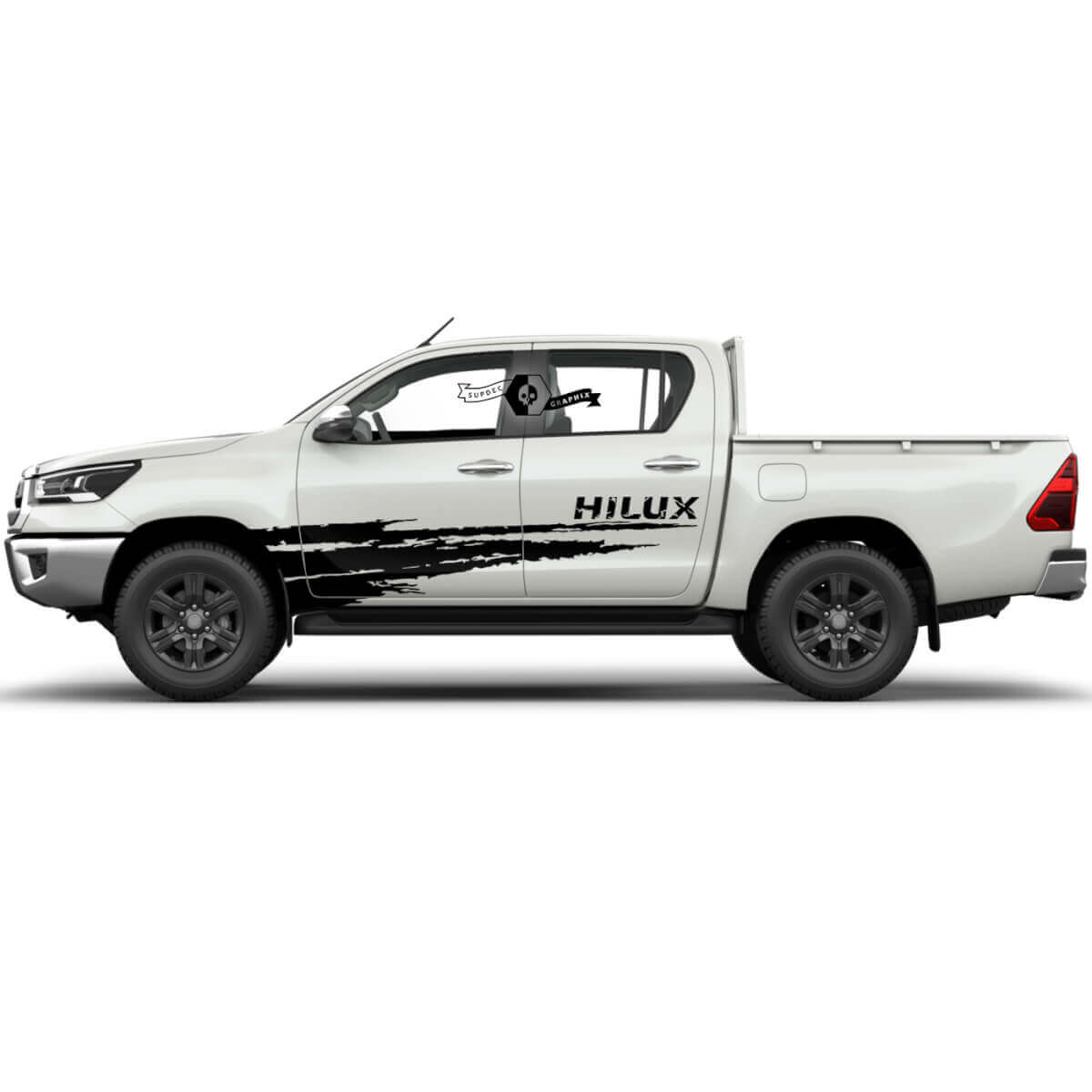 Pair Toyota Hilux 2022 Rally Doors Stripe Side Splash Distressed WRAP Vinyl Stickers Decal Graphic
