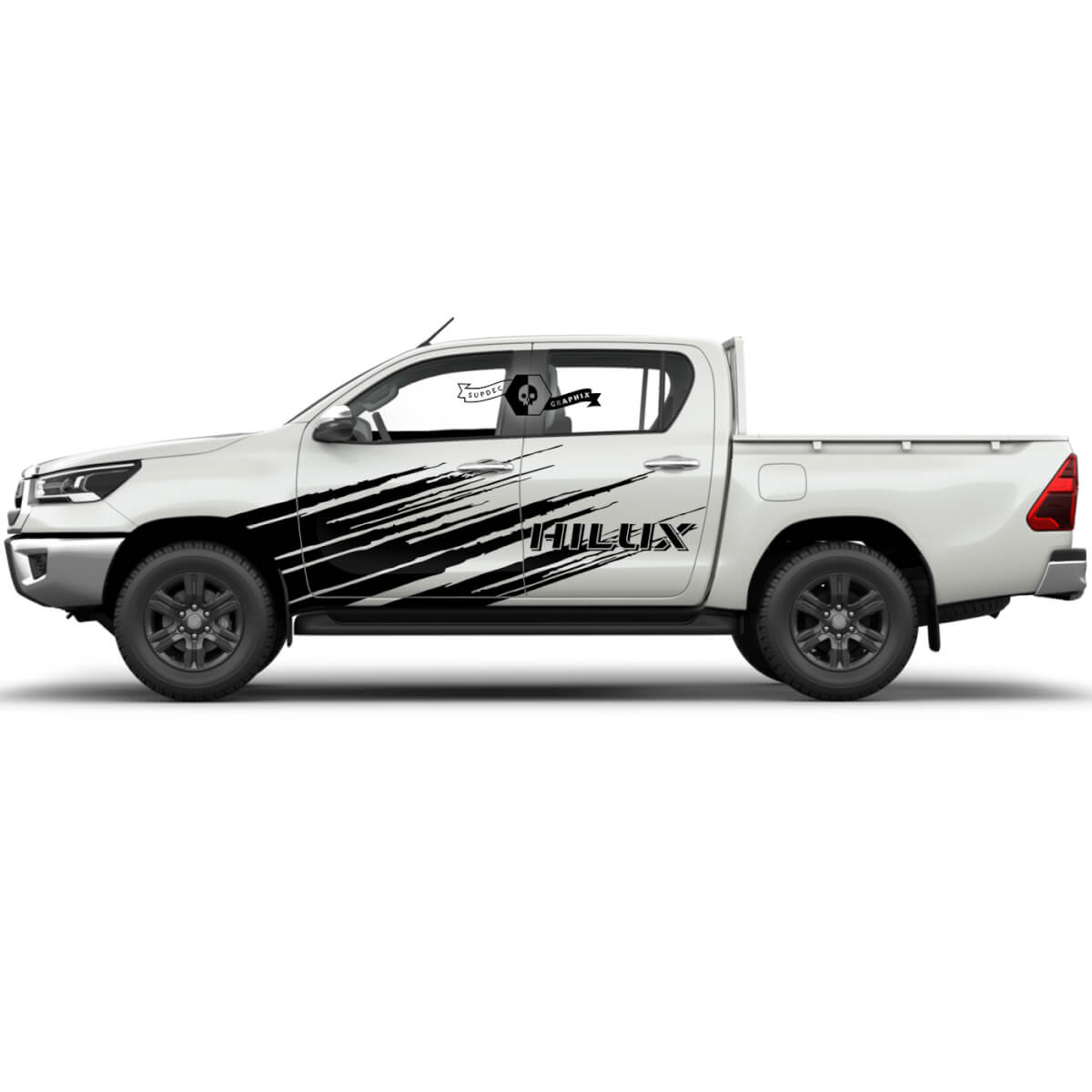 Pair Toyota Hilux 2022 Rally Doors Mud Side Splash Distressed WRAP Vinyl Stickers Decal Graphic
