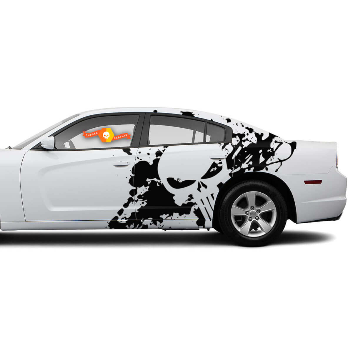 Pair of Punisher Side Dodge Challenger or Charger Splash Wrap Decals Stickers
