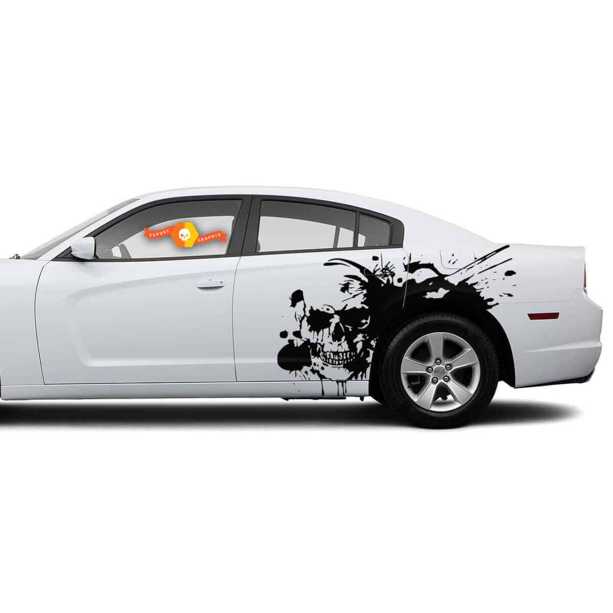 Pair of Skull Side Dodge Challenger or Charger Splash Wrap Decals Stickers
