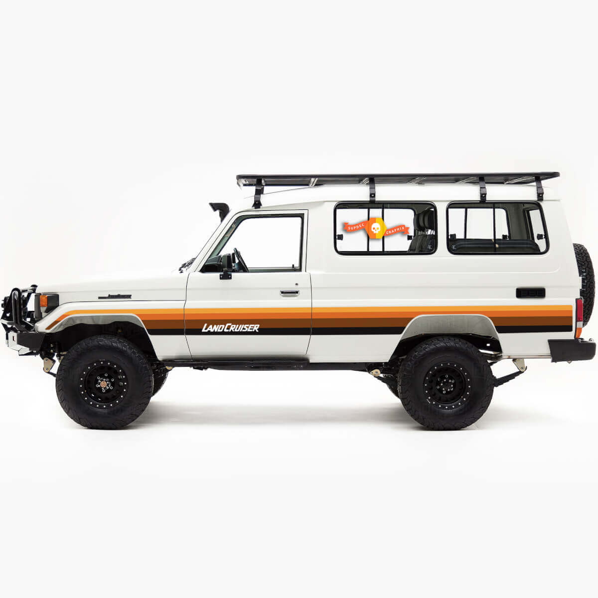 Vintage Style Side Stripes Vinyl Decal For Toyota Land Cruiser Troopy 75 