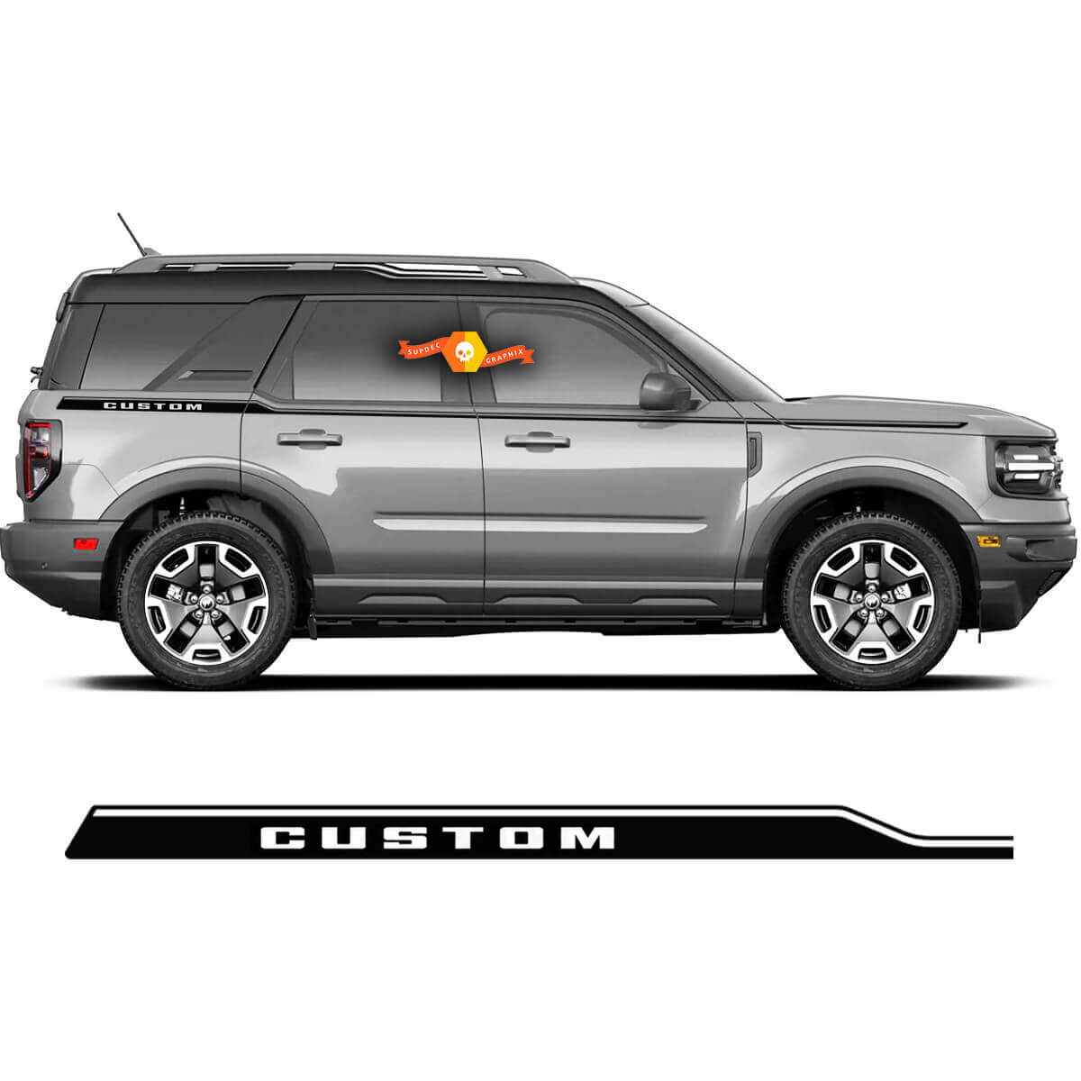 Custom Lettering Beltline Side Stripes Vinyl Decal Kit for Musclecar Bronco 2021-2022
