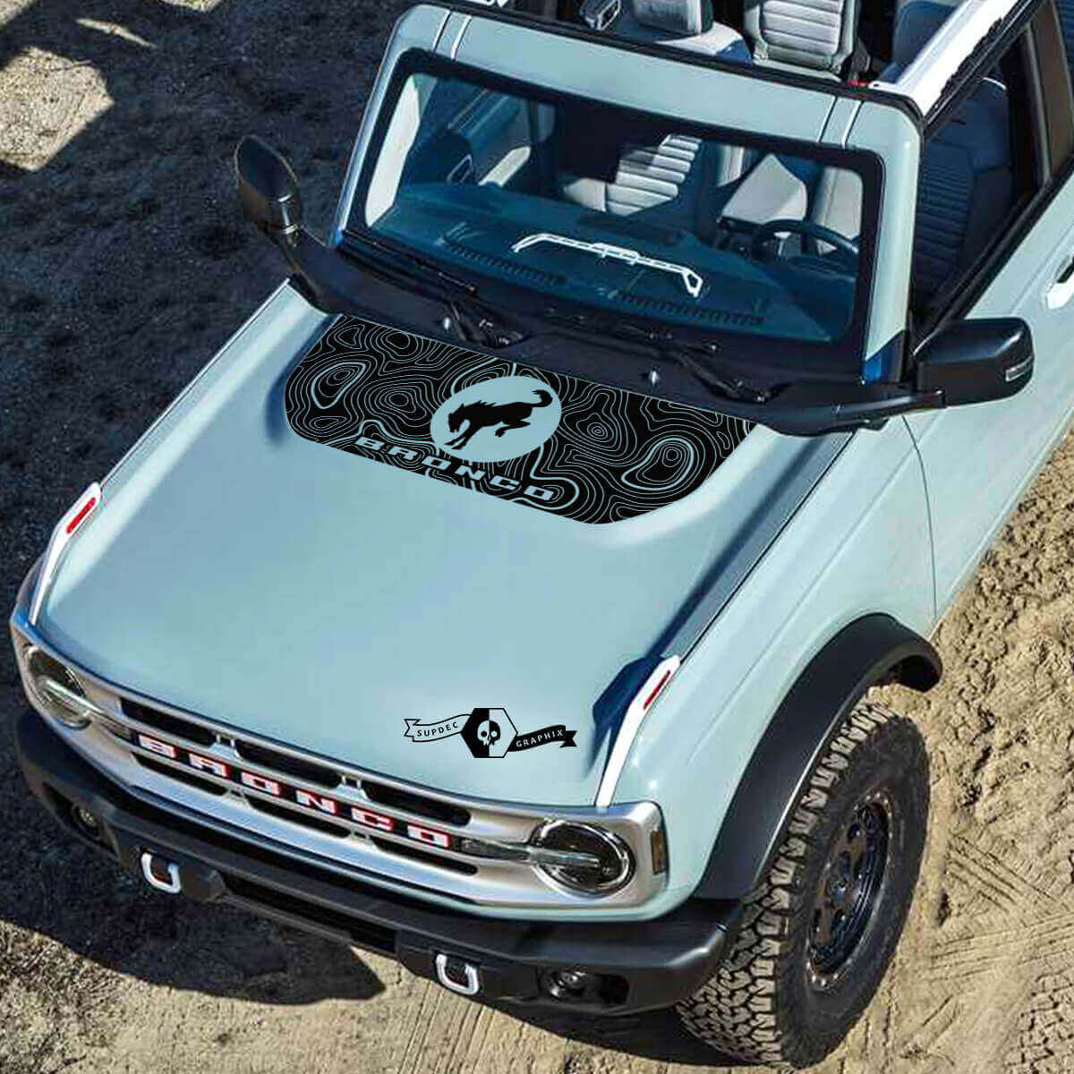 Topographical Map Logo Lettering Vinyl Decals Stickers 2 for Musclecar horse