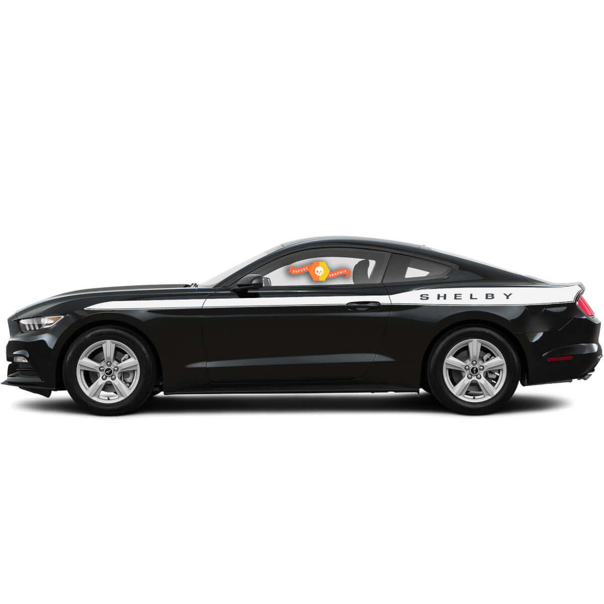 Pair Ford Mustang 2015-2017 Shelby Custom Logo Side Stripe Vinyl Decal Sticker Graphic Kit
