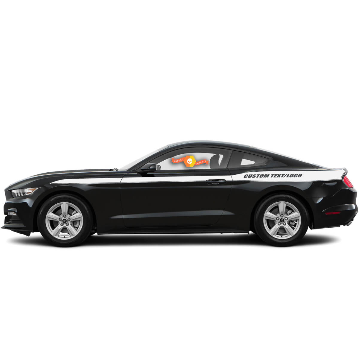 New Pair Ford Mustang 2015-2017 CUSTOM LOGO Side Stripe Vinyl Decal Sticker Graphic Kit
