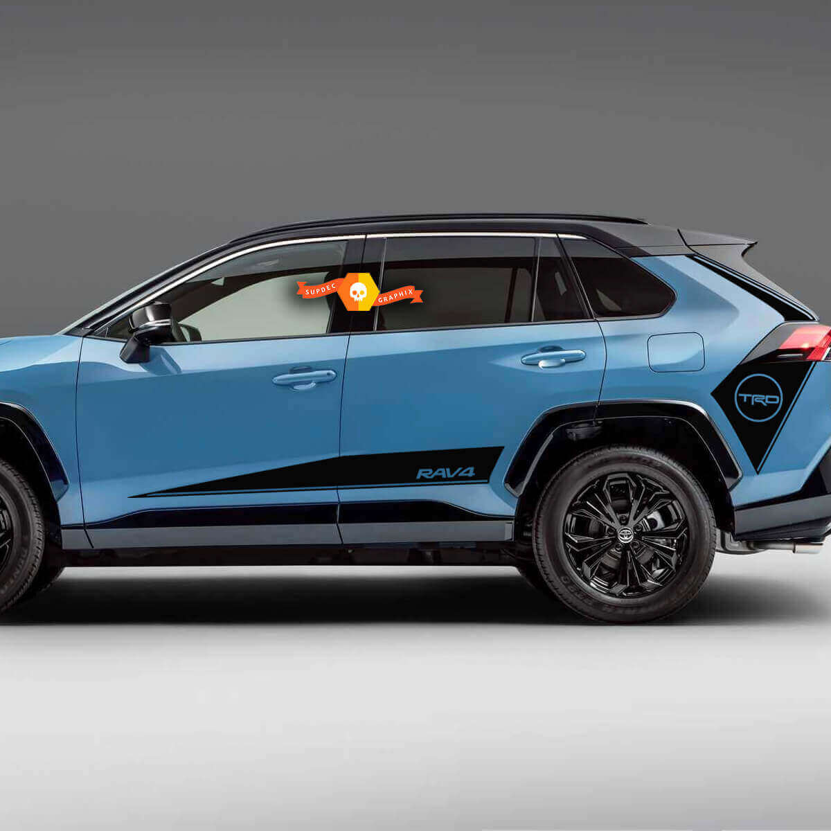 Two Side Body Hockey Stripe Doors Rocker Panel Rear Fender Decal Sticker Fits Toyota Rav4
