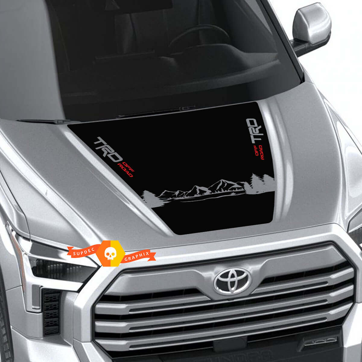 New Toyota Tundra 2022 Hood TRD SR5 Trees and Mountains Wrap Decal Sticker Graphics SupDec Design
