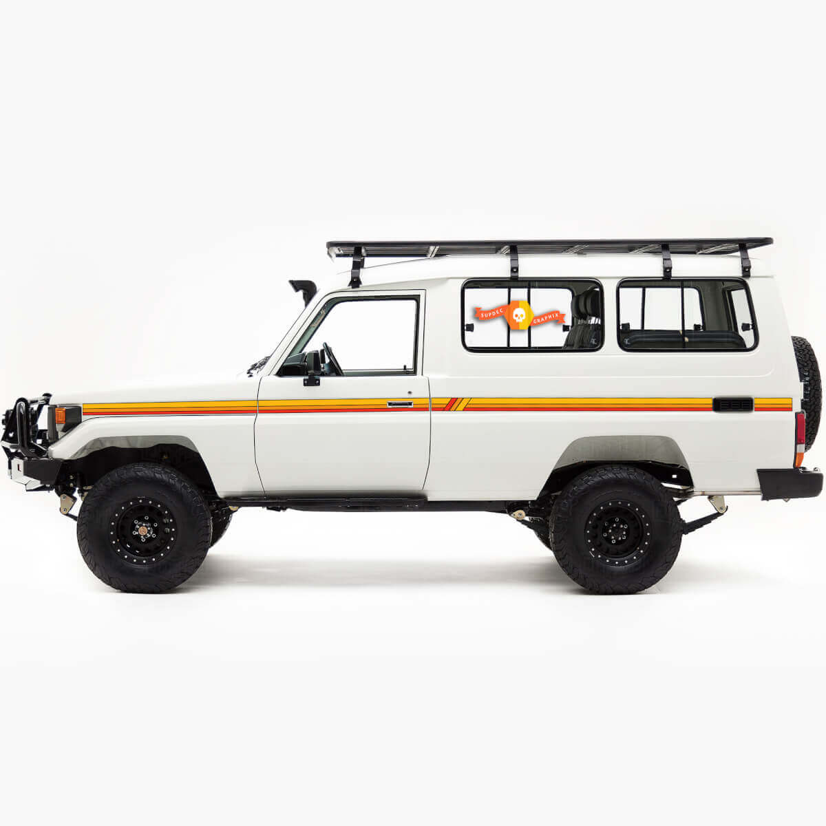 Toyota Land Cruiser Troopy Side Doors Retro Old School Vintage Graphics Stripes
