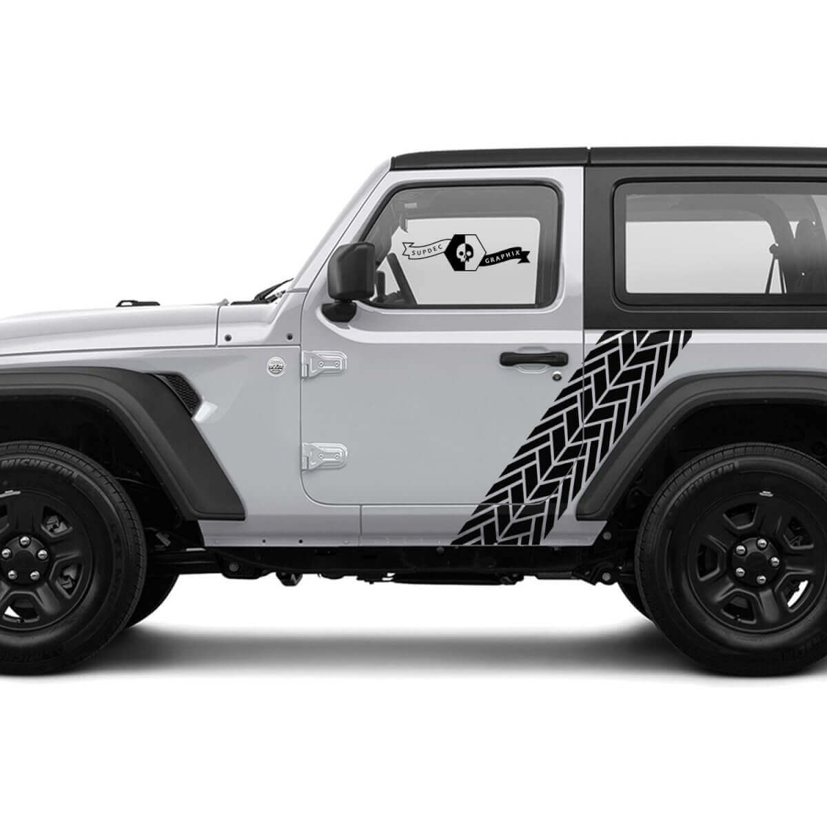 2 New JEEP Wrangler Stripe with Tire Track Door side Graphics Decal Sticker
