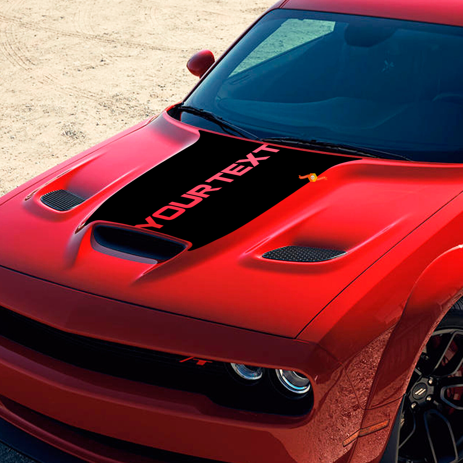 Blackout Style Custom Text Hood Vinyl Decal Sticker for Dodge Challenger 2015-2021