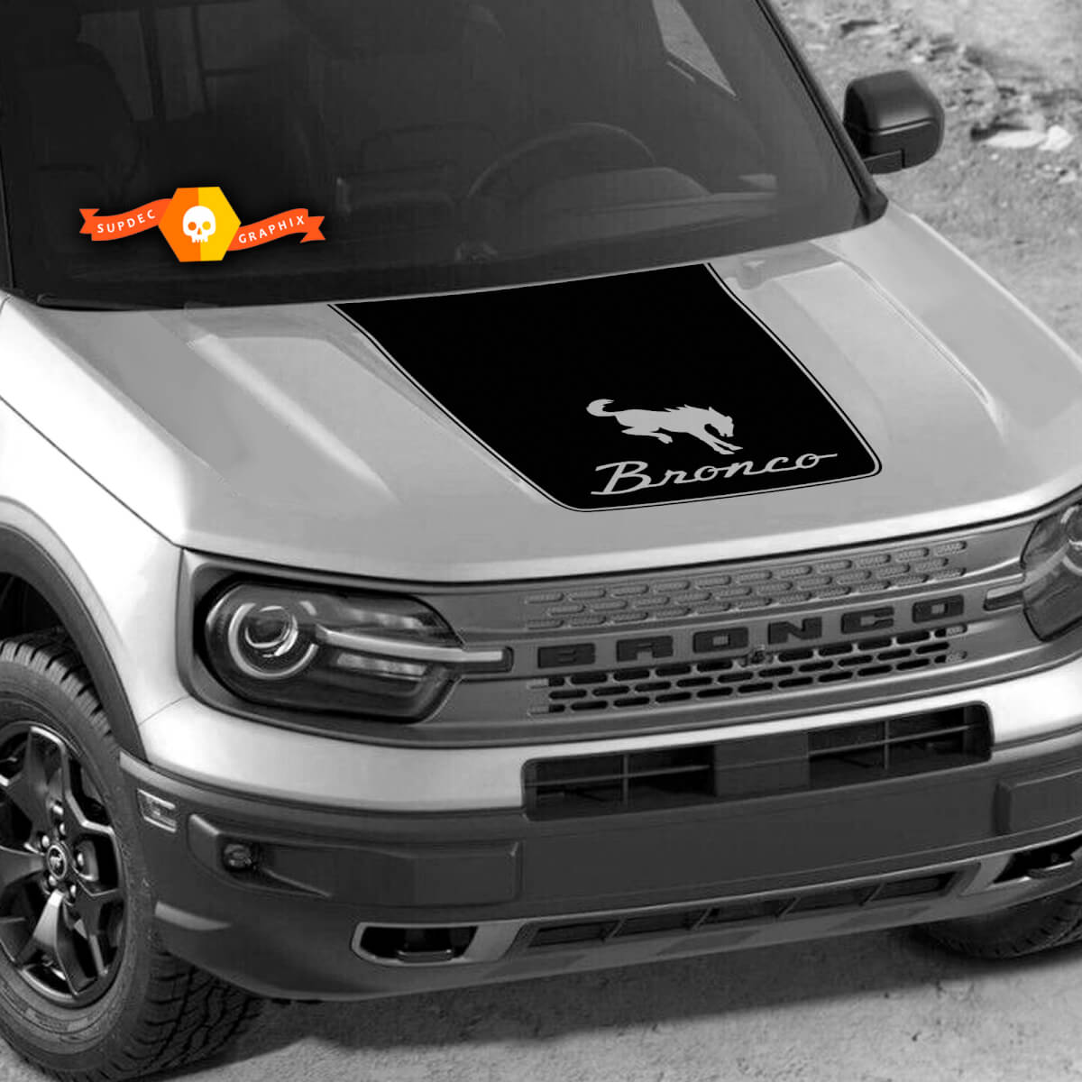 Ford Bronco 2021 2022 Logo Bronco Retro Horse Hood Trim Vinyl Decal Sticker Graphic
