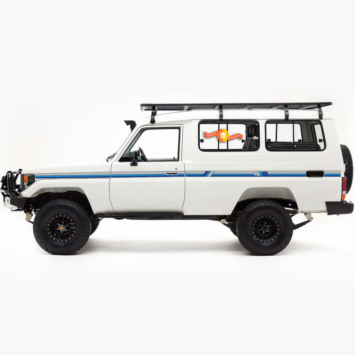 Toyota Land Cruiser Troopy 4x4 Doors Retro Old School Side Retro Vintage Graphics Stripes
